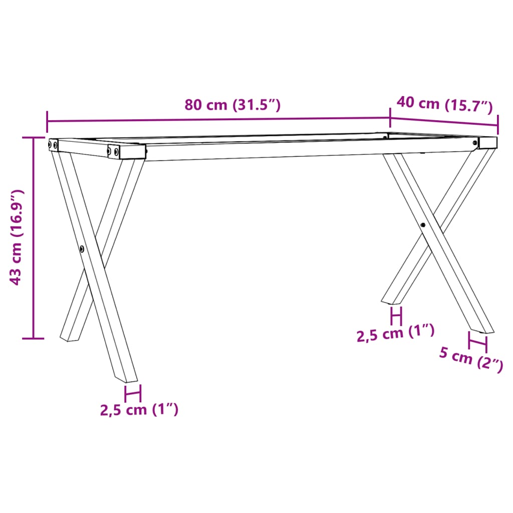 Coffee Table Legs X-Frame 80X40X43 Cm Steel